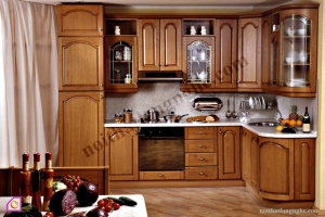 Nội thất phòng bếp:Tủ bếp gỗ Hương dạng chữ L TBL_08