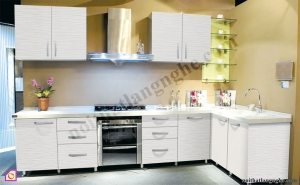 Tủ bếp dạng chữ L:Tủ bếp Melamine dạng chữ L TBL_40