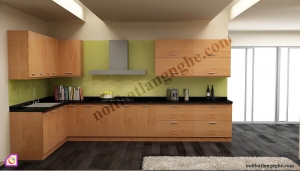 Nội thất phòng bếp:Tủ bếp Veneer dạng chữ L TBL_47